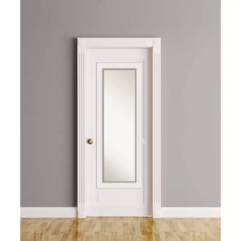 Specchio a figura intera per parete/porta, singolo, con cornice in legno, Bianco Argento