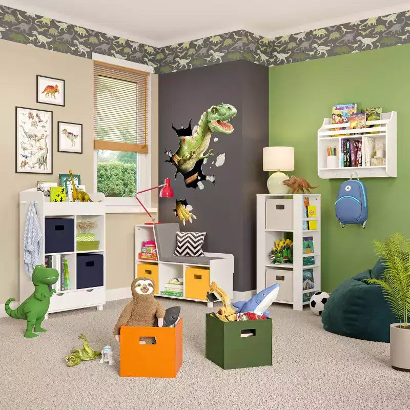 Torre portaoggetti bianca per bambini con 3 scomparti e 6 ripiani per libri - 1 bambino