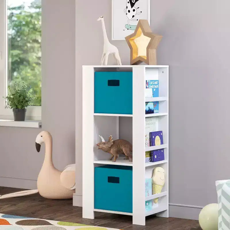 Torre portaoggetti bianca per bambini con 3 scomparti e 6 ripiani per libri - 1 bambino