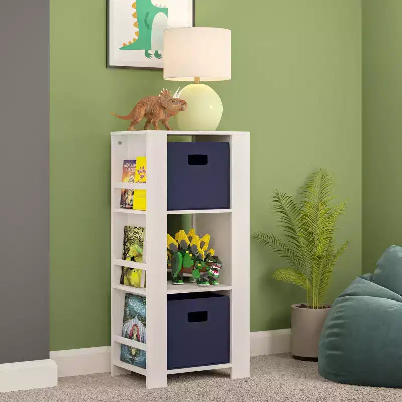 Torre portaoggetti bianca per bambini con 3 scomparti e 6 ripiani per libri - 1 bambino