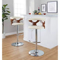 Sgabello da bar regolabile in similpelle color crema, base cromata, set da 2