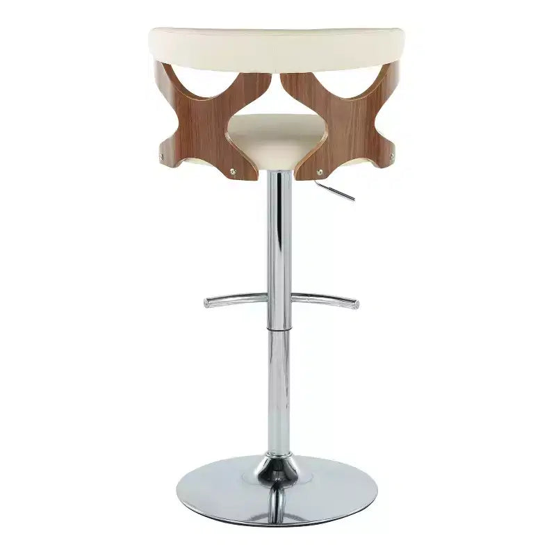 Sgabello da bar regolabile in similpelle color crema, base cromata, set da 2