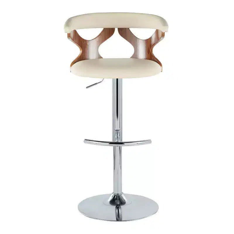 Sgabello da bar regolabile in similpelle color crema, base cromata, set da 2