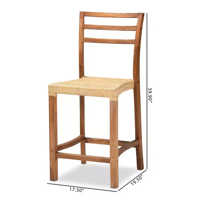 Sgabello da bancone in rattan marrone naturale/noce, senza braccioli, 1 posto
