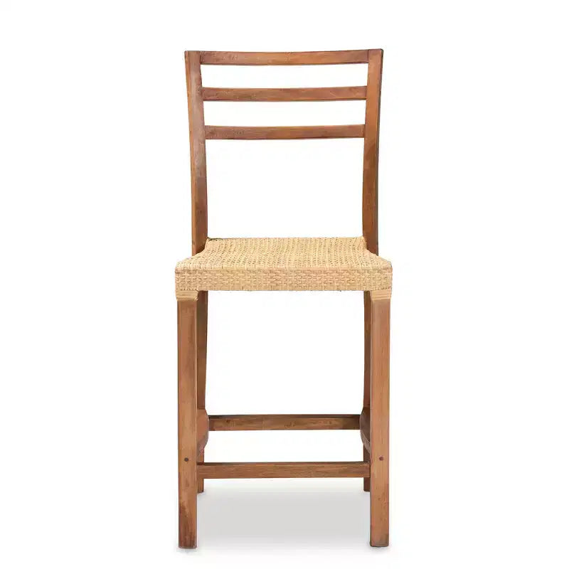 Sgabello da bancone in rattan marrone naturale/noce, senza braccioli, 1 posto