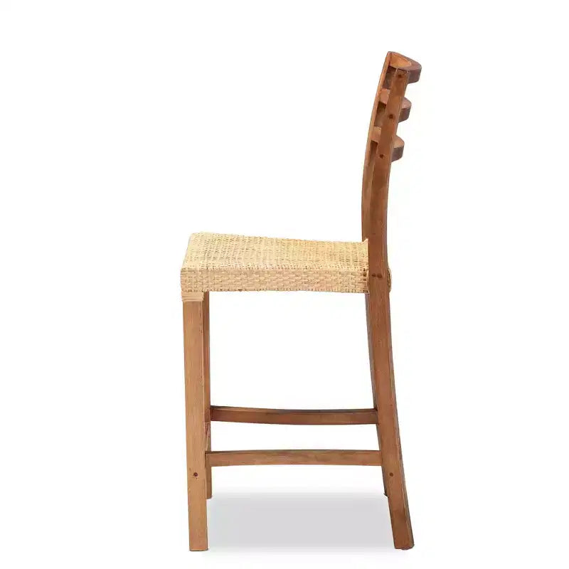 Sgabello da bancone in rattan marrone naturale/noce, senza braccioli, 1 posto