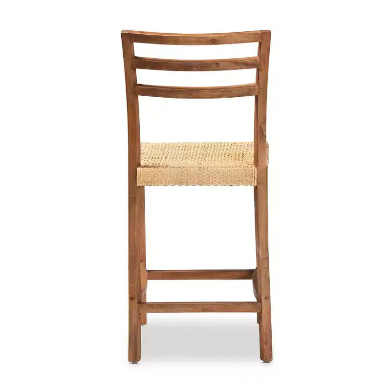 Sgabello da bancone in rattan marrone naturale/noce, senza braccioli, 1 posto