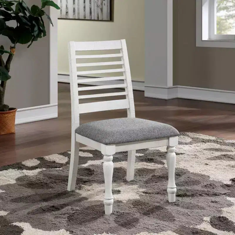 Set of 2 Cambrien Rustic Farmhouse Padded Seat Dining Chairs Antique White/Gray - HOMES: Inside + Out: Ladderback, Polyester Upholstery, Wood Frame