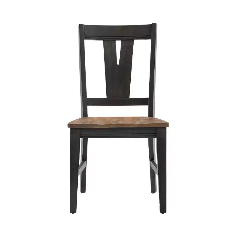 Sedia da pranzo con schienale a schizzi marrone spazzolato e noce pecan, set da 2