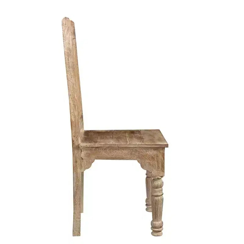 Sedia da pranzo marrone in legno intagliato, senza braccioli, set da 2