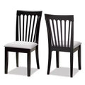Set of 2 Minette Dining Chair Gray/Espresso - Baxton Studio: Solid Wood Frame, Foam-Padded, Modern Design