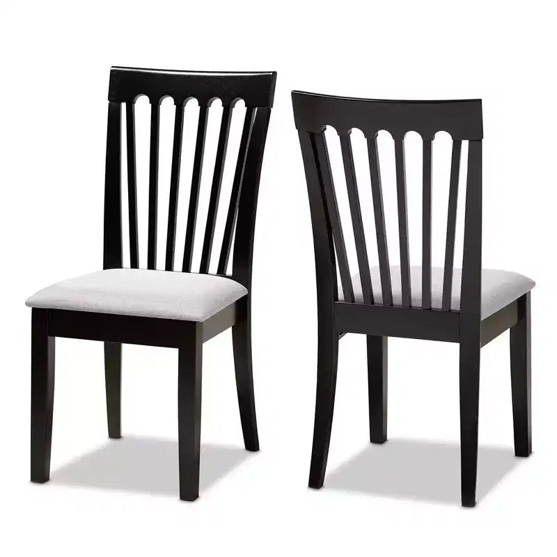 Set of 2 Minette Dining Chair Gray/Espresso - Baxton Studio: Solid Wood Frame, Foam-Padded, Modern Design