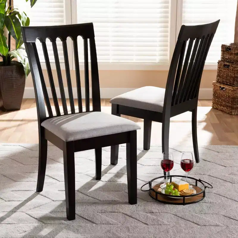 Sedia da pranzo imbottita Espresso/Grigio, set da 2