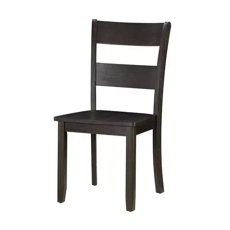 Sedia da pranzo senza braccioli in noce anticato con schienale a pioli, set da 2