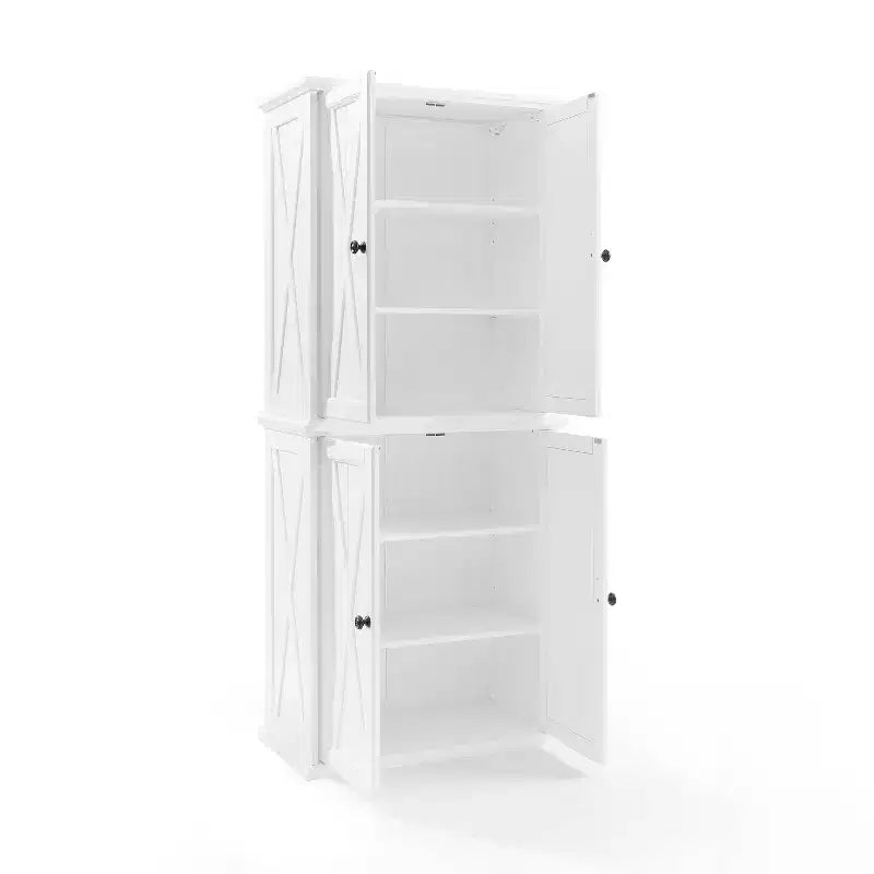 Set di mobili per dispensa alti – Bianco, Finitura sbiancata, Composto da 2 unità impilabili