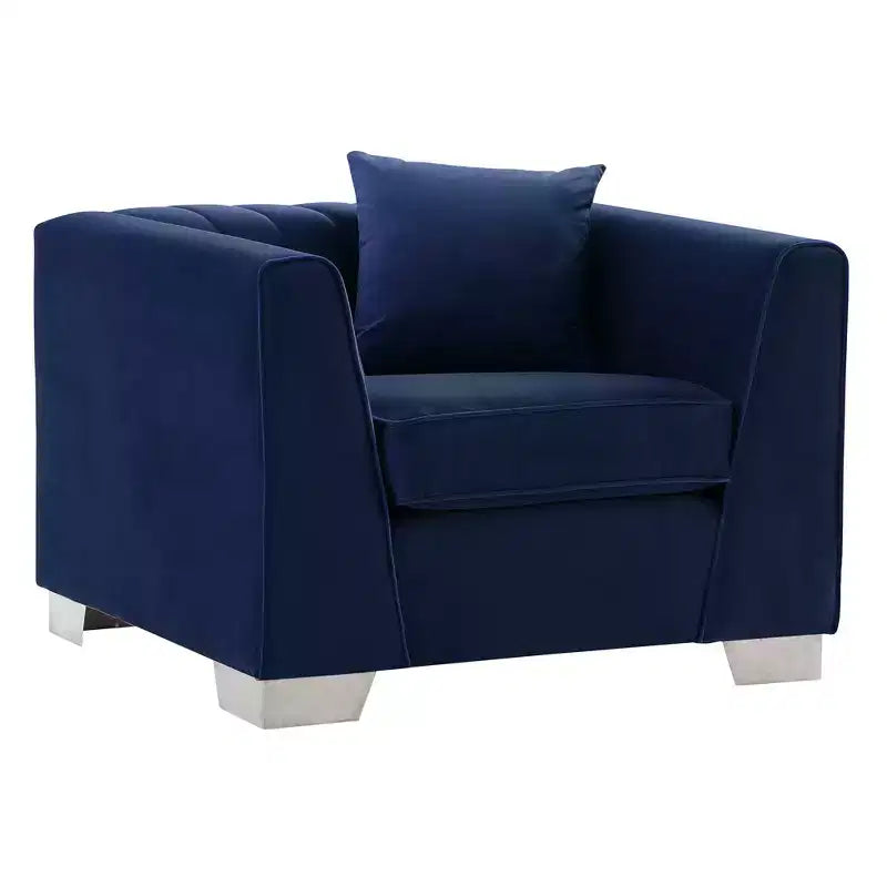 Poltrona d'accento contemporanea in velluto blu, 1 posto