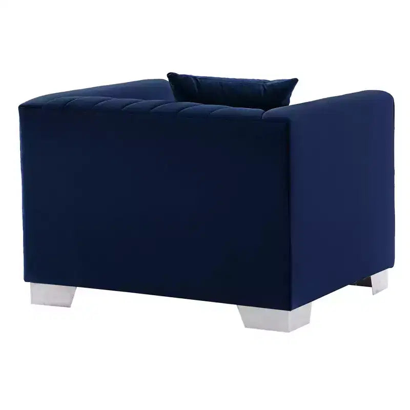 Poltrona d'accento contemporanea in velluto blu, 1 posto