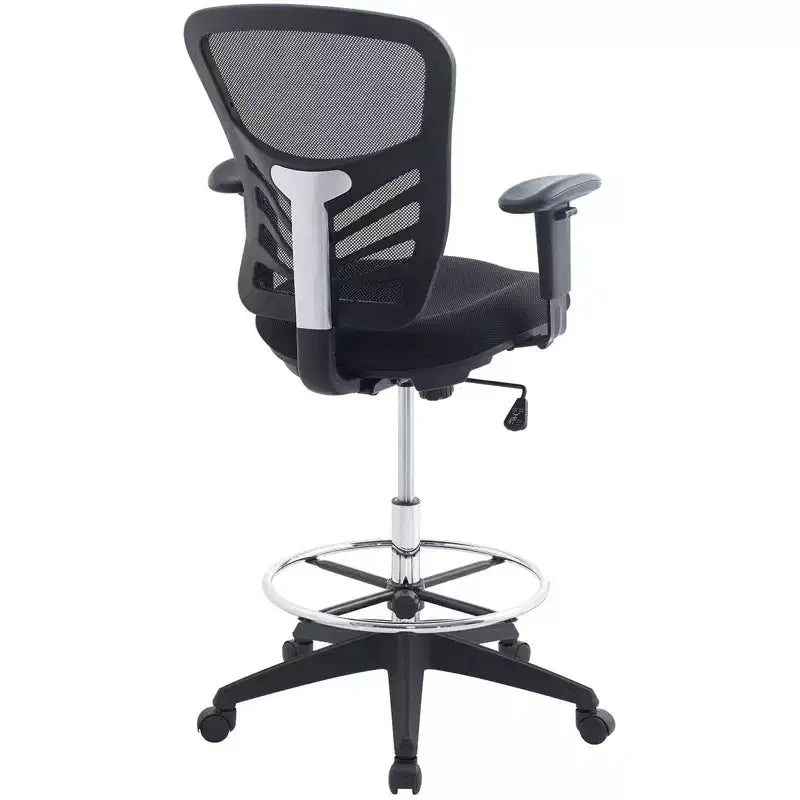 Sgabello da disegno in rete nero, altezza regolabile, 1 persona