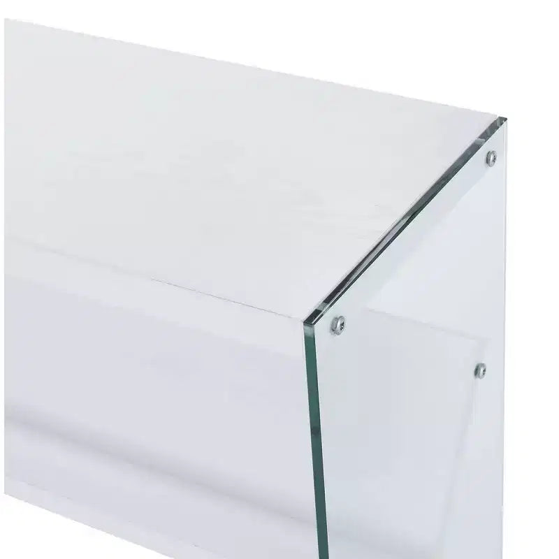 Libreria in vetro temperato bianco, a 2 ripiani, 1 persona