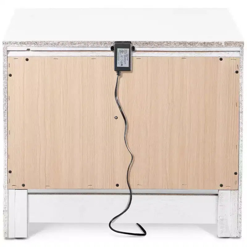Comodino bianco a 1 cassetto con USB, 1 persona