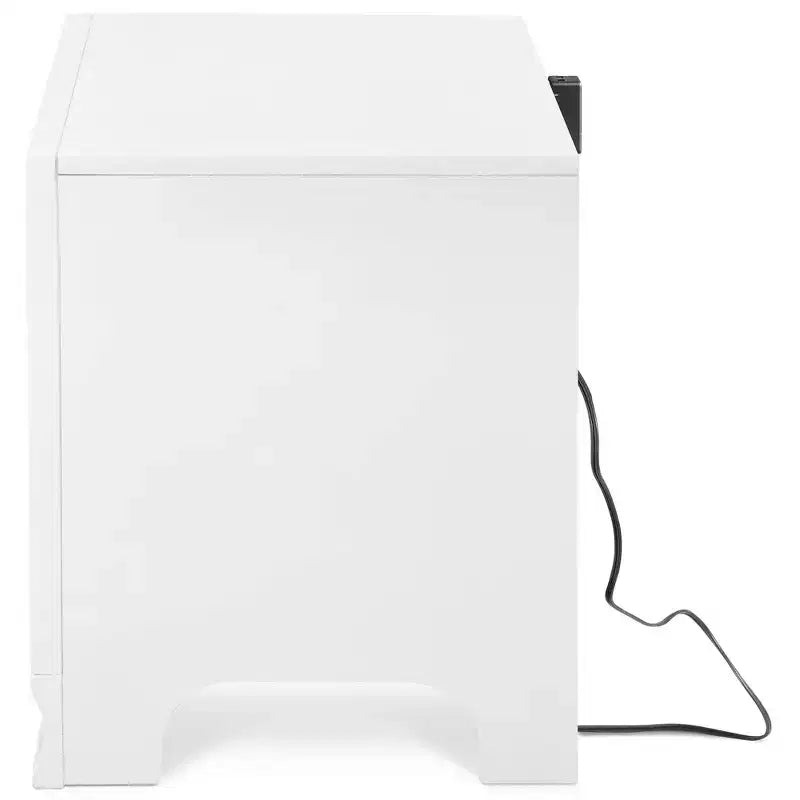 Comodino bianco a 1 cassetto con USB, 1 persona