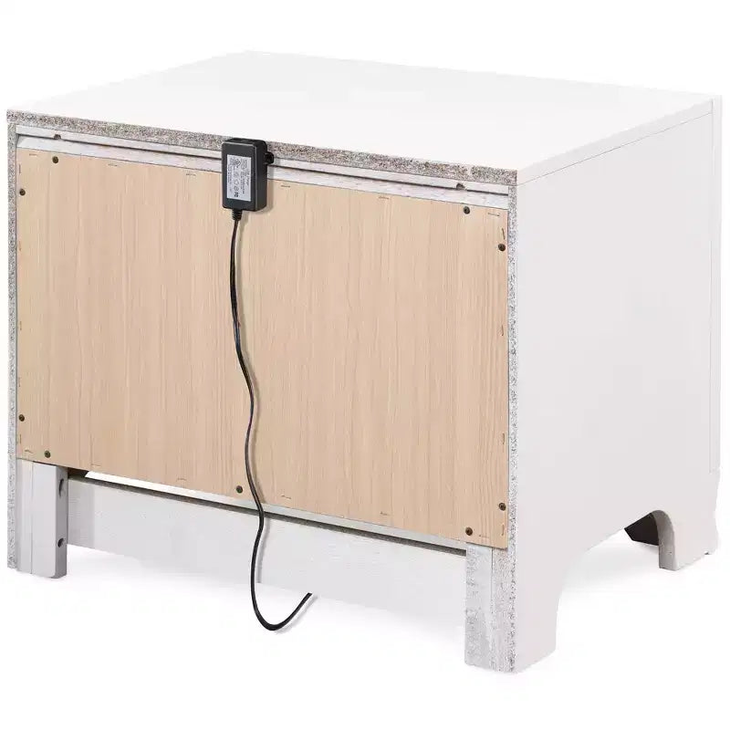 Comodino bianco a 1 cassetto con USB, 1 persona