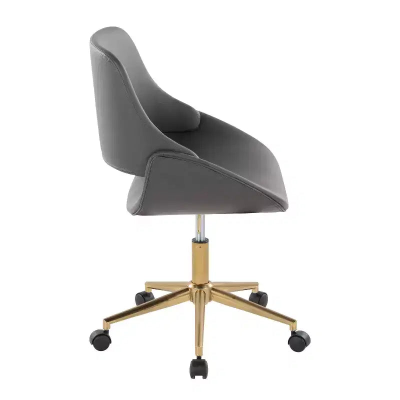 Sedia da ufficio girevole in similpelle oro/grigio, 1 persona