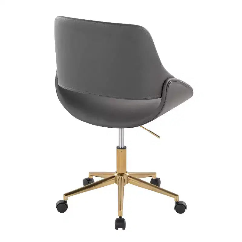Sedia da ufficio girevole in similpelle oro/grigio, 1 persona