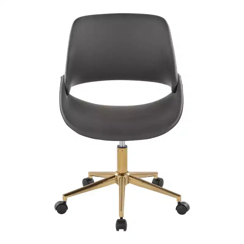 Sedia da ufficio girevole in similpelle oro/grigio, 1 persona