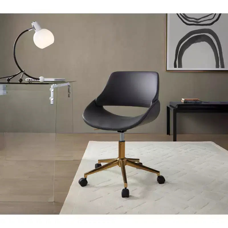 Sedia da ufficio girevole in similpelle oro/grigio, 1 persona