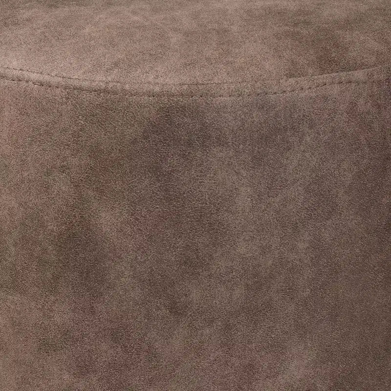 Tavolino Rotondo e Pouf Marrone/Nero, Set da 2 Pezzi