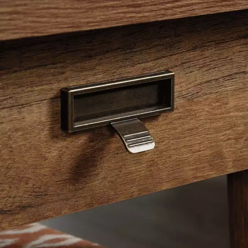 Scrivania direzionale a cavalletto con 4 cassetti – Castagno gessato / Rovere vintage – 1 persona