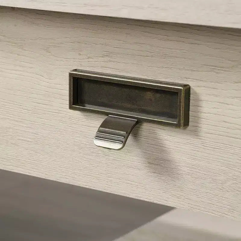 Scrivania direzionale a cavalletto con 4 cassetti – Castagno gessato / Rovere vintage – 1 persona