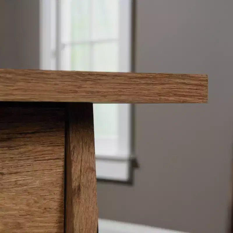 Scrivania direzionale a cavalletto con 4 cassetti – Castagno gessato / Rovere vintage – 1 persona
