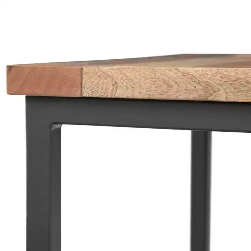 Tavolino Quadrato – Cognac Scuro/Naturale, Legno di Mango, 1 Pezzo