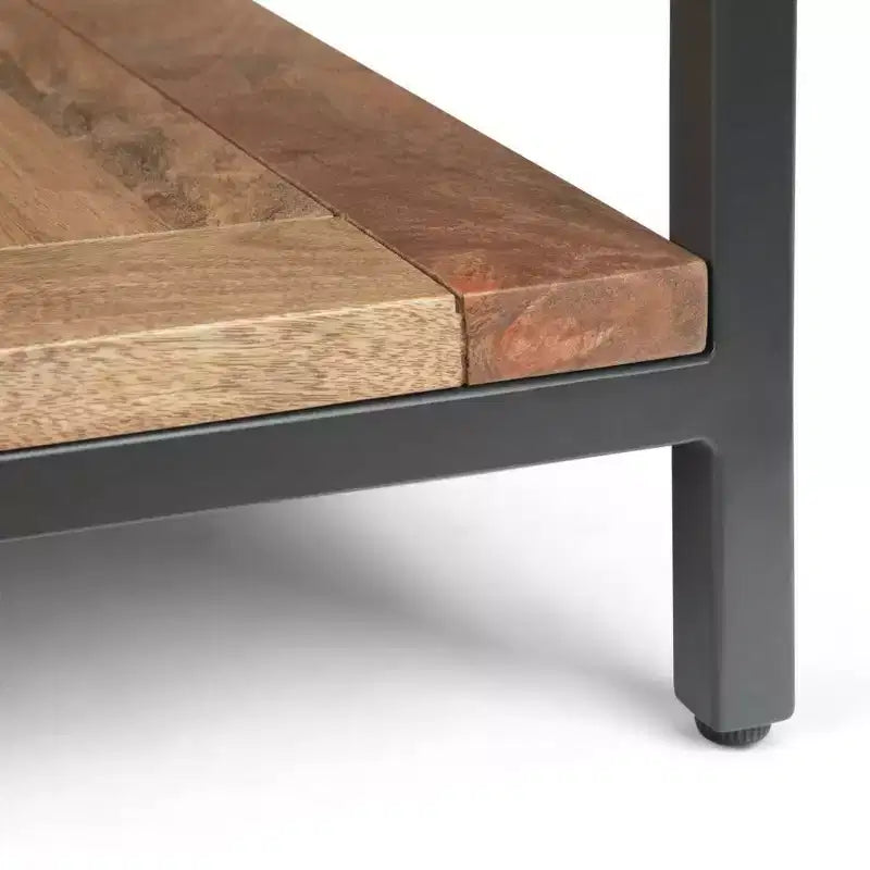 Tavolino Quadrato – Cognac Scuro/Naturale, Legno di Mango, 1 Pezzo