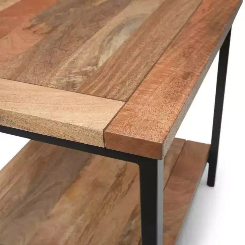 Tavolino Quadrato – Cognac Scuro/Naturale, Legno di Mango, 1 Pezzo