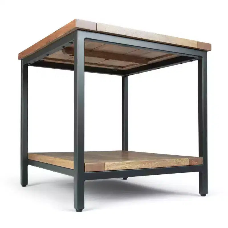 Tavolino Quadrato – Cognac Scuro/Naturale, Legno di Mango, 1 Pezzo
