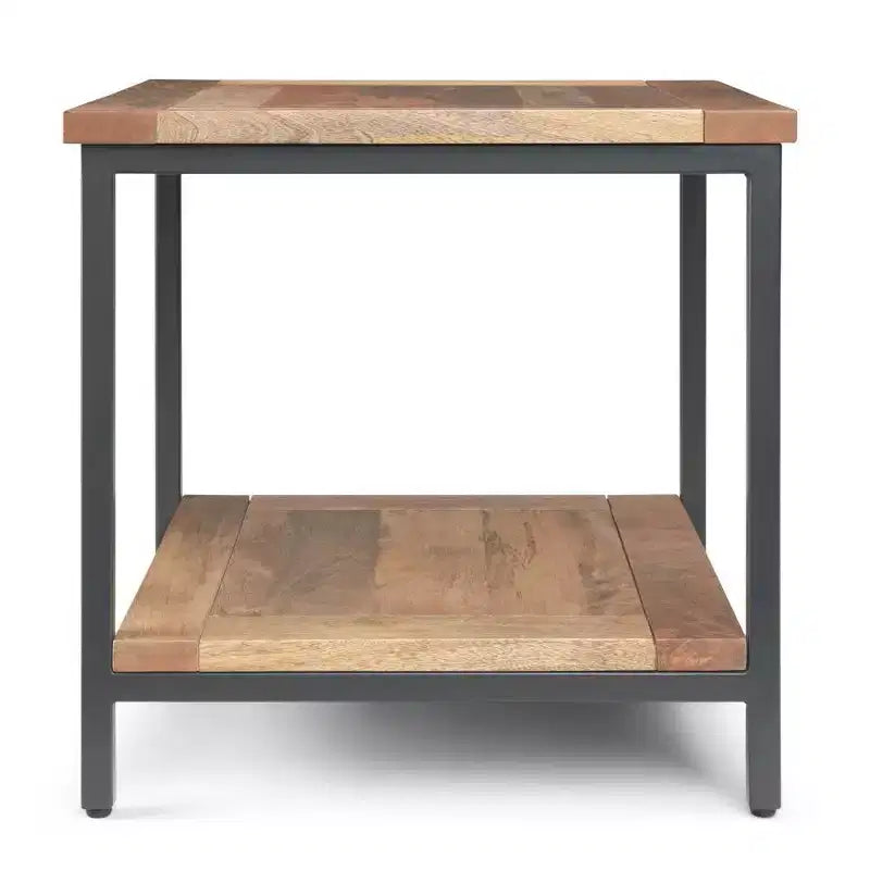 Tavolino Quadrato – Cognac Scuro/Naturale, Legno di Mango, 1 Pezzo