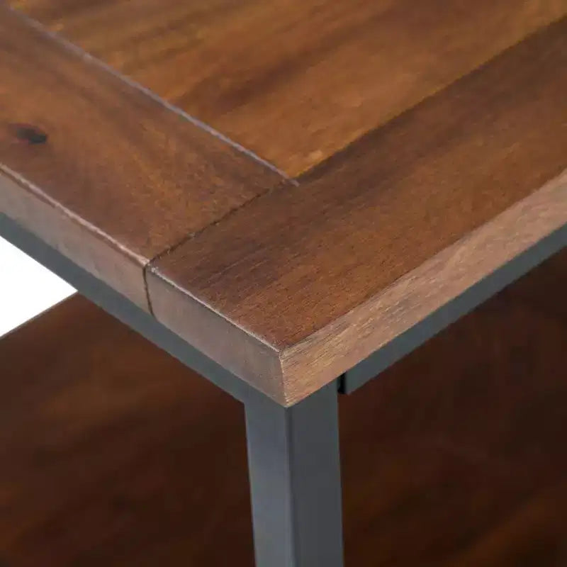 Tavolino Quadrato – Cognac Scuro/Naturale, Legno di Mango, 1 Pezzo