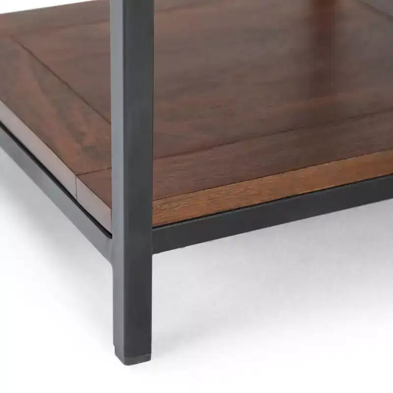 Tavolino Quadrato – Cognac Scuro/Naturale, Legno di Mango, 1 Pezzo