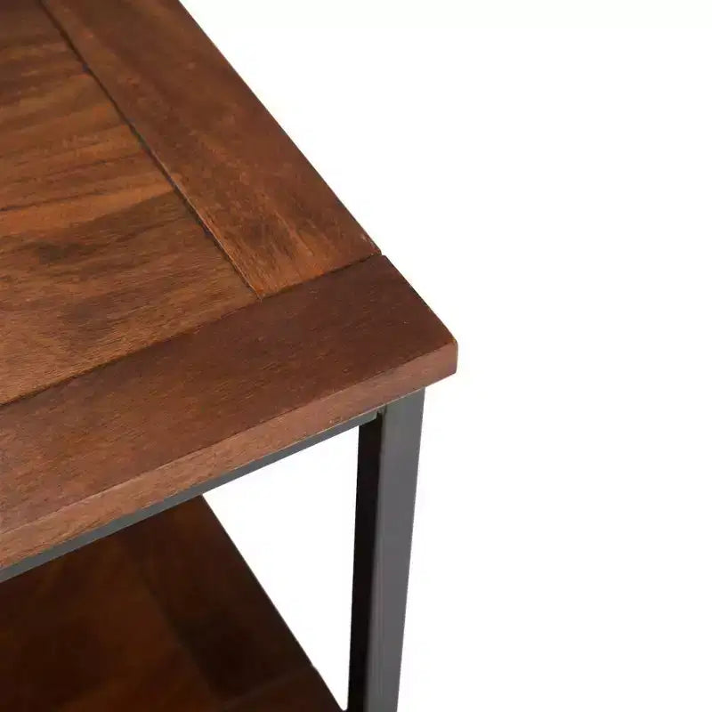Tavolino Quadrato – Cognac Scuro/Naturale, Legno di Mango, 1 Pezzo