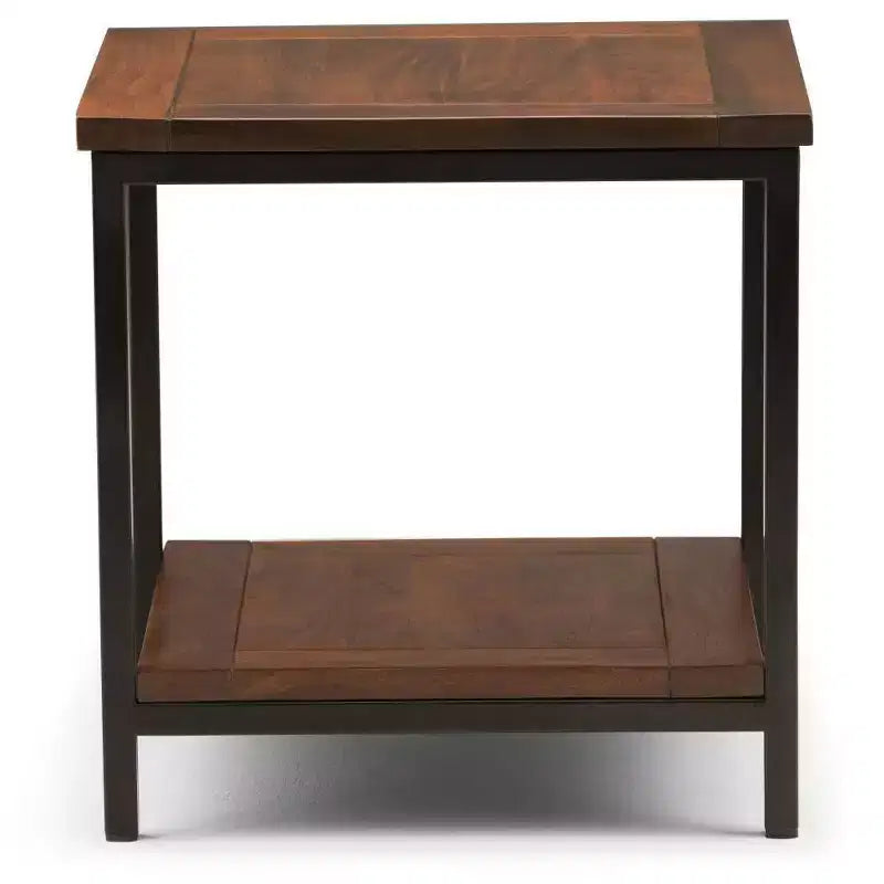Tavolino Quadrato – Cognac Scuro/Naturale, Legno di Mango, 1 Pezzo