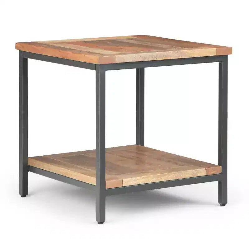 Tavolino Quadrato – Cognac Scuro/Naturale, Legno di Mango, 1 Pezzo