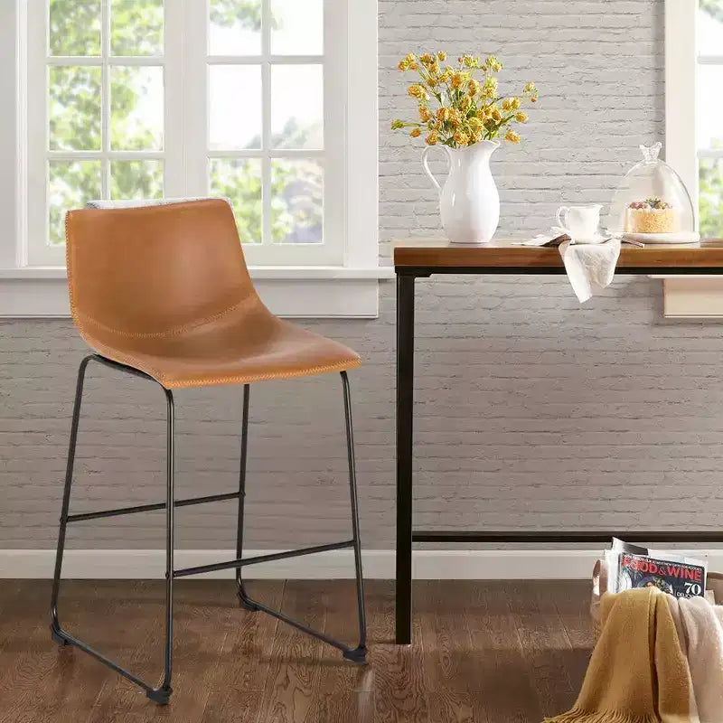 Sgabello da bancone rivestito in tessuto marrone/grigio/beige, set da 3