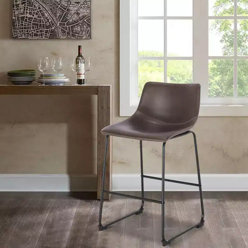 Sgabello da bancone rivestito in tessuto marrone/grigio/beige, set da 3
