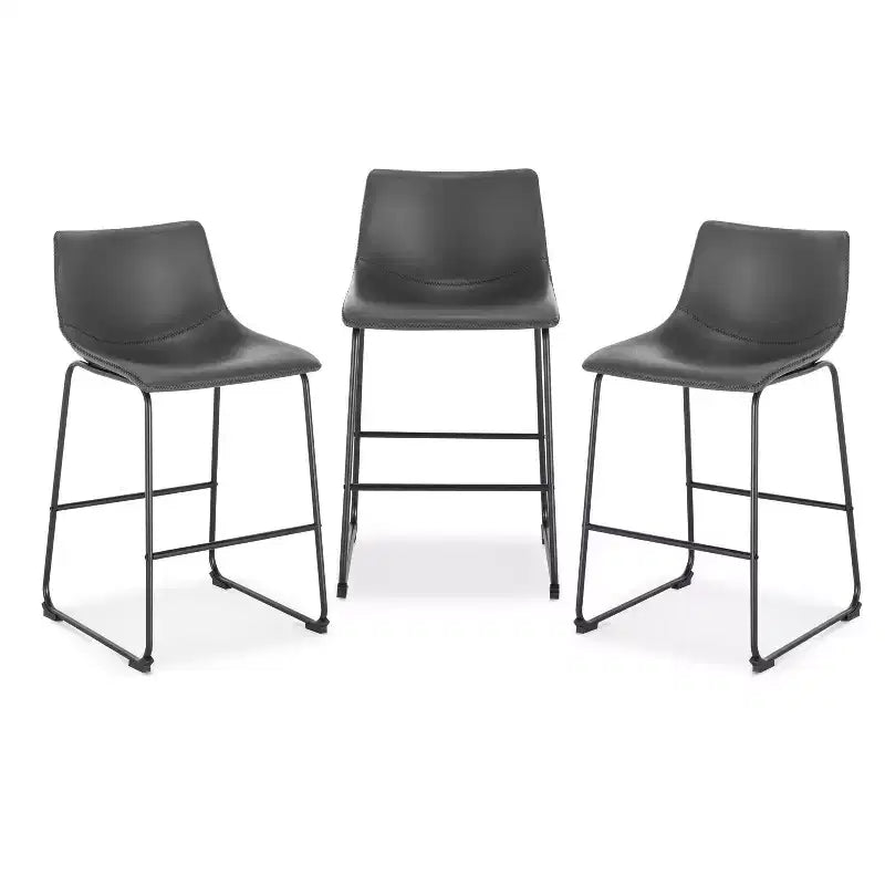 Sgabello da bancone rivestito in tessuto marrone/grigio/beige, set da 3
