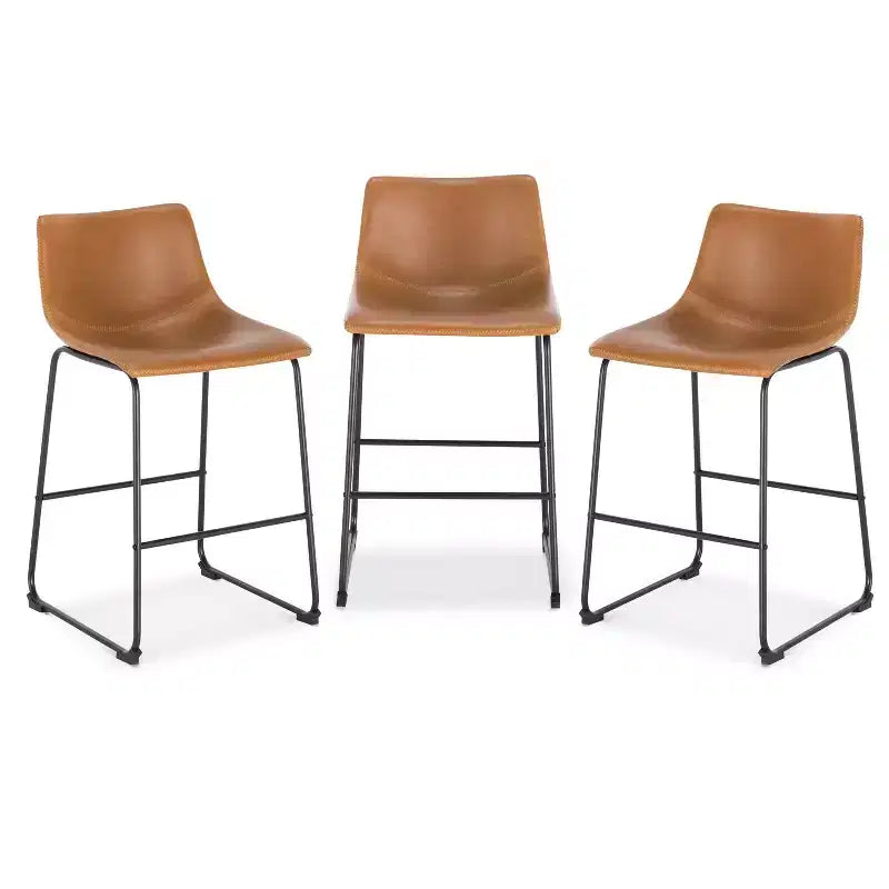 Sgabello da bancone rivestito in tessuto marrone/grigio/beige, set da 3