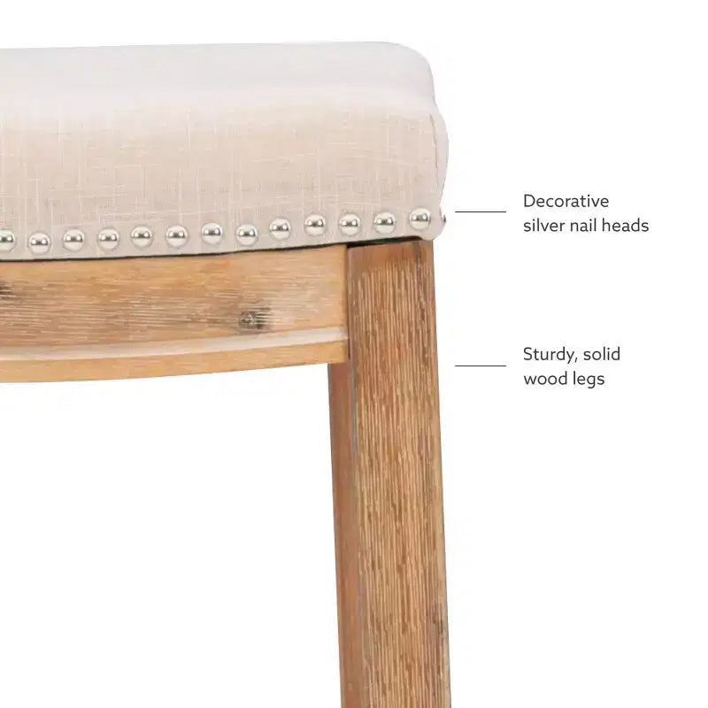 Sgabello da bancone senza schienale, imbottito, beige/grigio/marrone/naturale, 1 posto