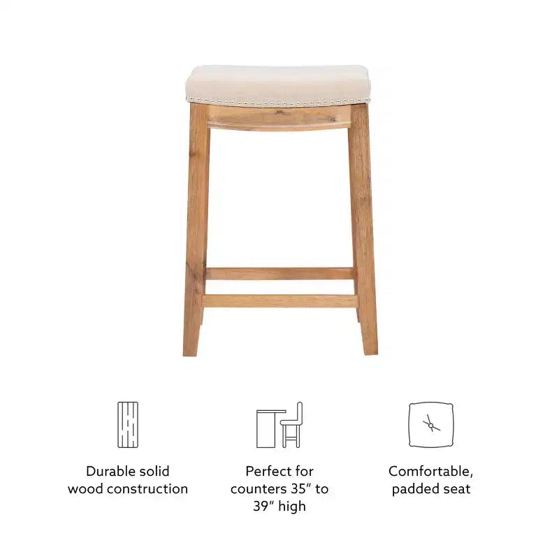 Sgabello da bancone senza schienale, imbottito, beige/grigio/marrone/naturale, 1 posto
